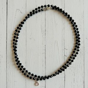 Double Stand Gold Filled & Semi Precious Black Spinel Necklace